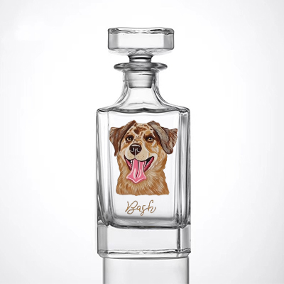 Personalized Hand Painted Pet Portrait Whiskey Bottles