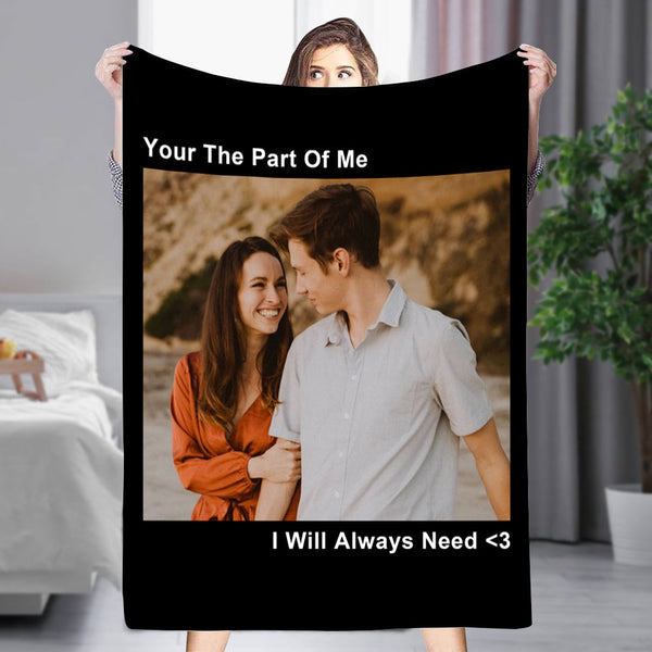 Custom Photo&Text Fleece Blanket Gift for Family/Couple-ilovevango