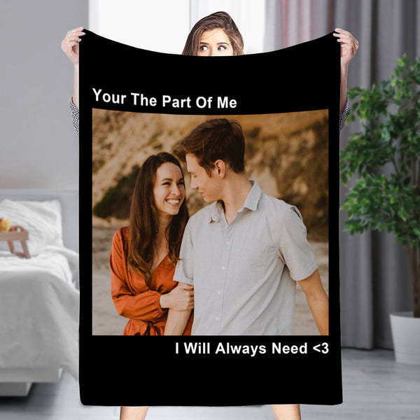 Custom Photo&Text Fleece Blanket Gift for Family/Couple-ilovevango