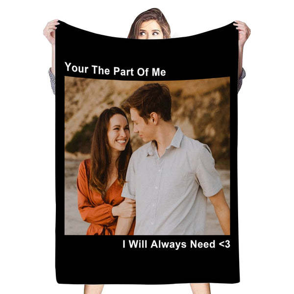 Custom Photo&Text Fleece Blanket Gift for Family/Couple-ilovevango
