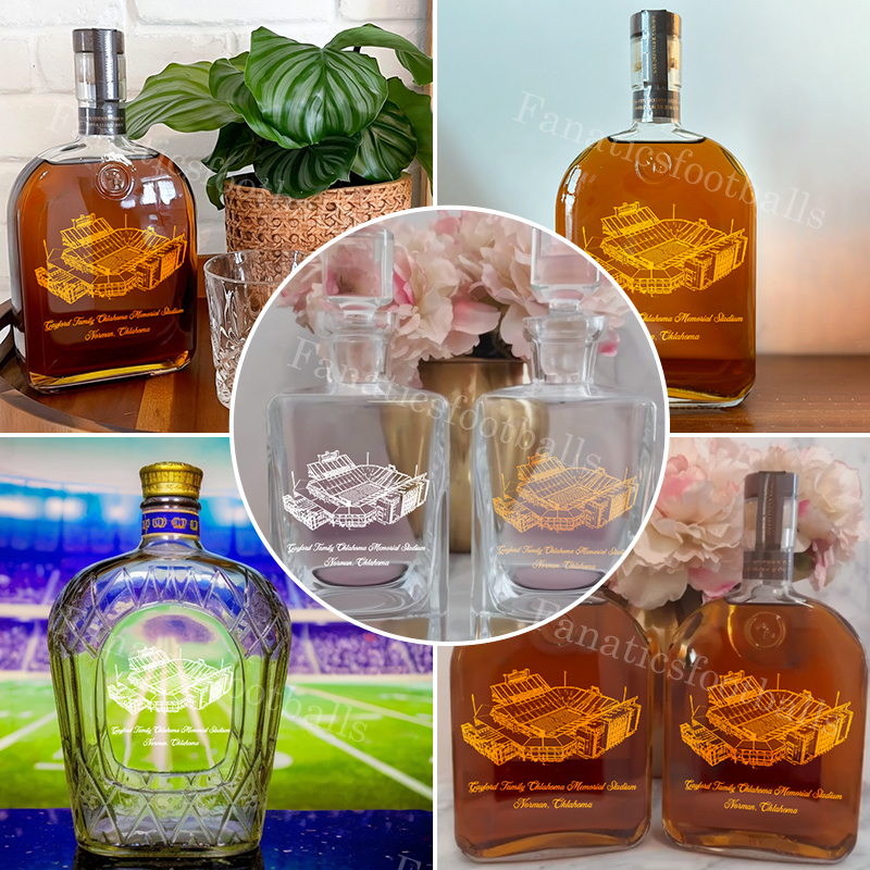 Gaylord Family Oklahoma Memorial Stadium Whiskey Bottles-Gifts For Sports Lovers
