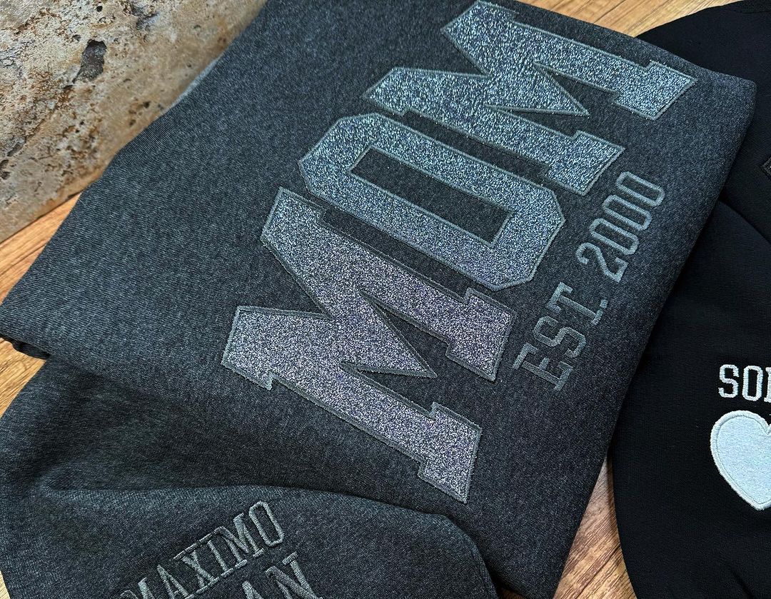 Custom Embroidered Applique Glitter Mama Sweatshirt - Gift for Mom