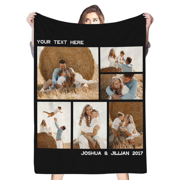 Family Photo Parent-Child Photo Memorial Unique Blanket Add Text-ilovevango