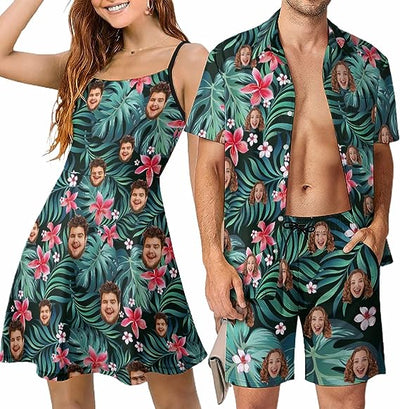 Custom Face Men Outfit For Couples Personalized Face Couple Matching Shirt Shorts