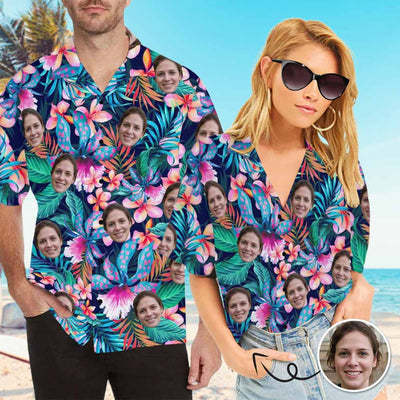 Custom Face Hawaiian Shirt for Boyfriend/Husband Personalized Hawaiian Shirt Photo Tropical Aloha Shirt Birthday Vacation Party Gift-ilovevango