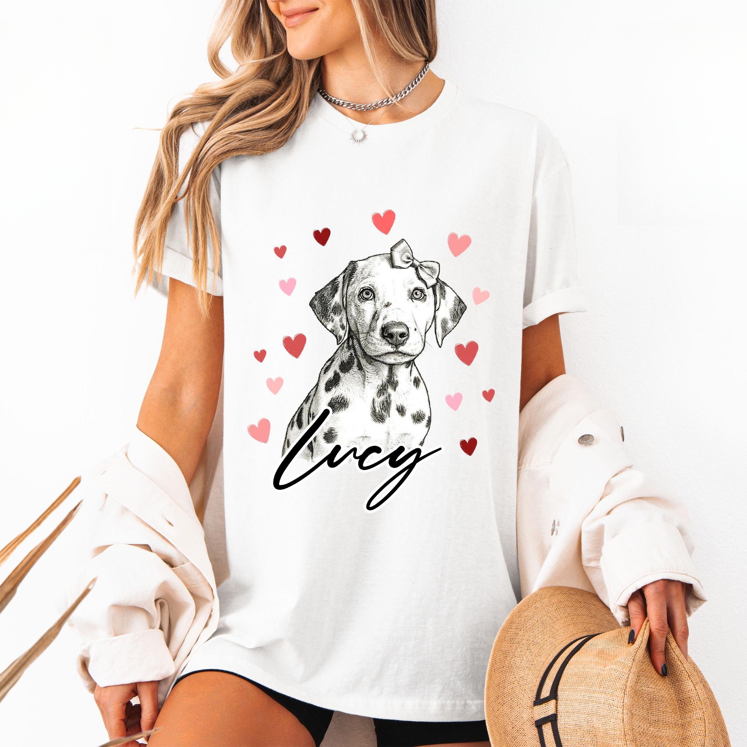 Custom Dog Heart Printed Shirt with Photo, Valentine Dog Sweatshirt Dog Mom Tee