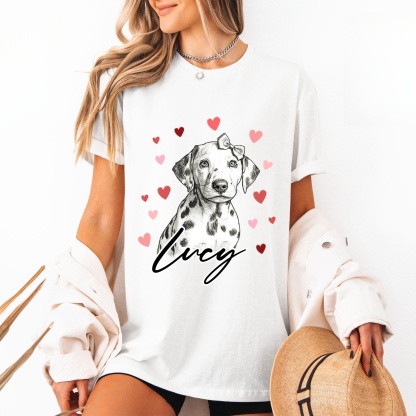 Custom Dog Heart Printed Shirt with Photo, Valentine Dog Sweatshirt Dog Mom Tee