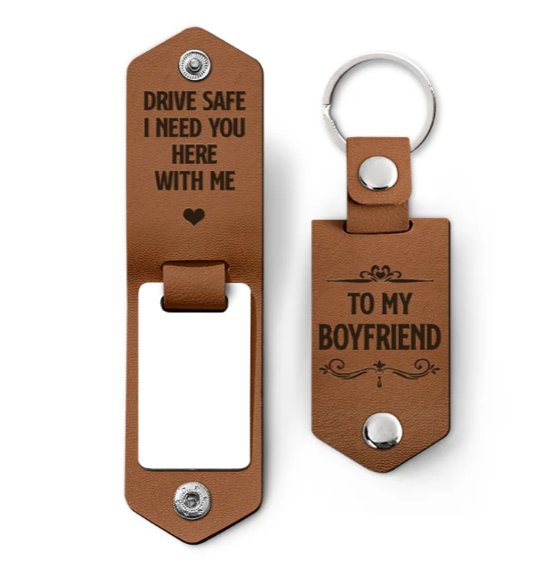 Custom Photo Drive Safe I Need You Here With Me - Loving, Anniversary Gift For Spouse, Husband, Wife - Personalized Leather Photo Keychain-ilovevango