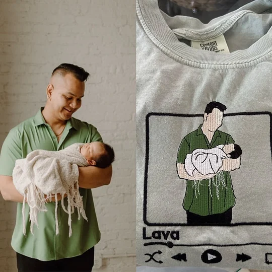 Custom Embroidered Photo Portrait Sweatshirt For dad,papa,papà,papá,pai