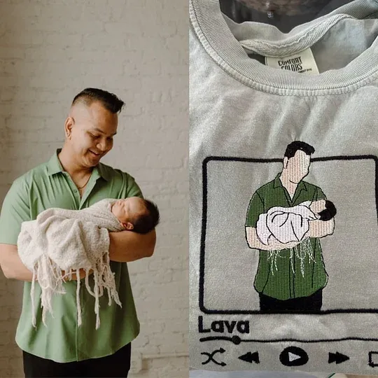 Custom Embroidered Photo Portrait Sweatshirt For dad,papa,papà,papá,pai