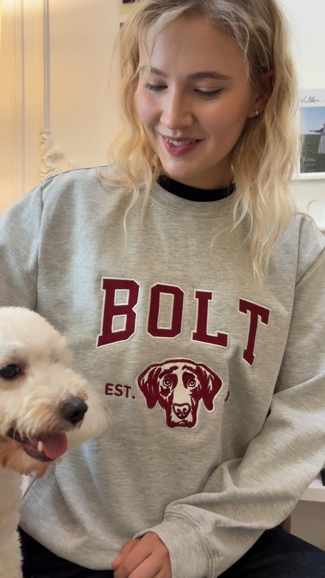 PetFiestas® Custom Pet Varsity Style Embroidered Sweatshirt Hoodie T-shirt