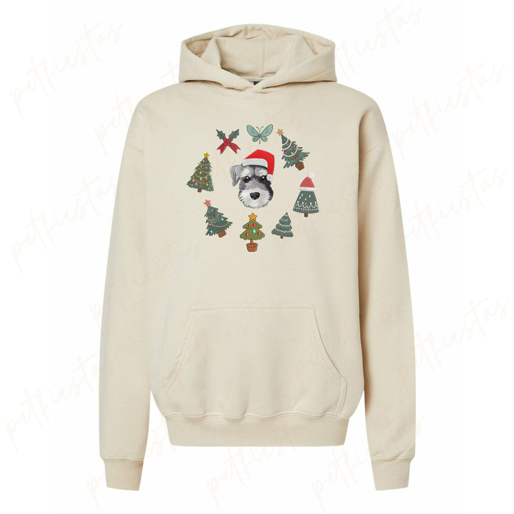 Custom Pet Portrait Christmas Sweatshirt with Festive Embroidered Elements