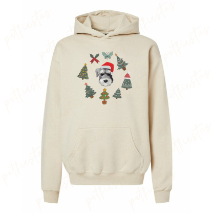 Custom Pet Portrait Christmas Sweatshirt with Festive Embroidered Elements