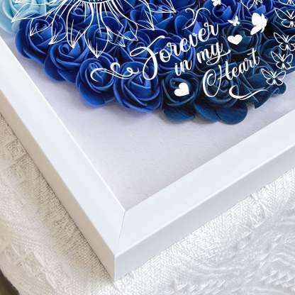 Personalized Flower Shadow Box, Sunflower Forever In My Heart Custom Photo Flower Shadow Box
