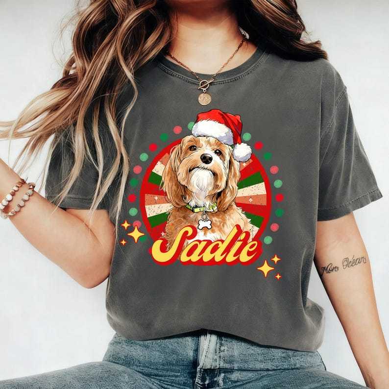 Custom Pet Christmas T-Shirt Sweatshirt Using Pet Photo + Name