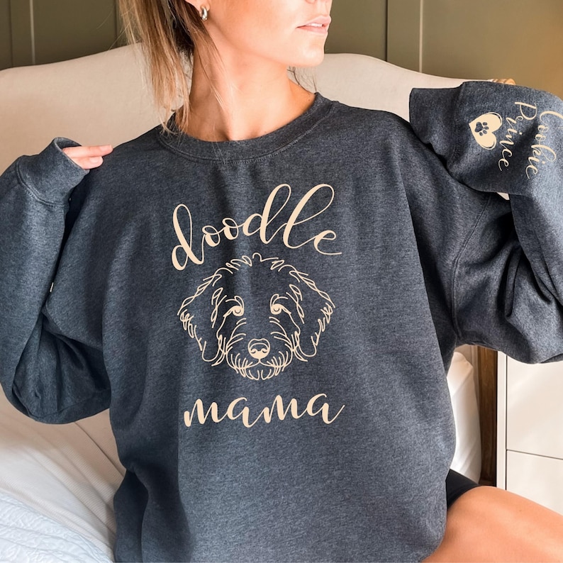 Custom Dog Mama Sweatshirt with Dog Photo, Dog Photo Printed Hoodie T-shirt