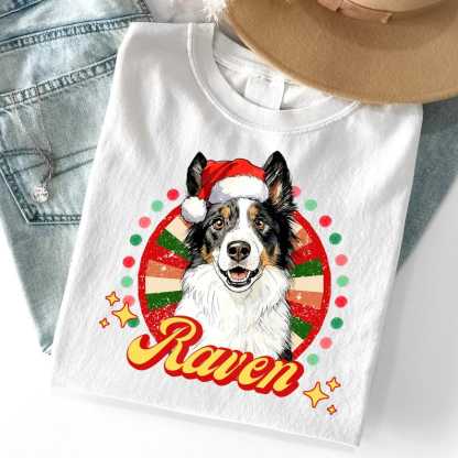Custom Pet Christmas T-Shirt Sweatshirt Using Pet Photo + Name