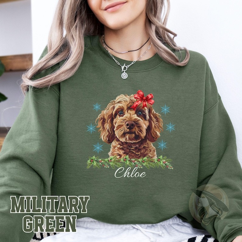 Personalized Pet Photo & Name Christmas Sweatshirt – Dog Cat Xmas Shirt
