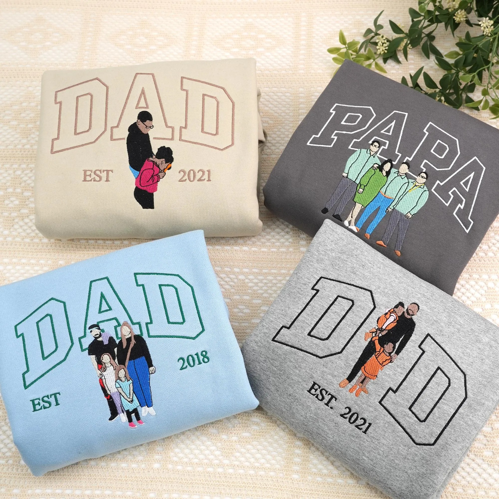 Custom Embroidered Dad Sweatshirt with Photo,Gift for Dad from Mom