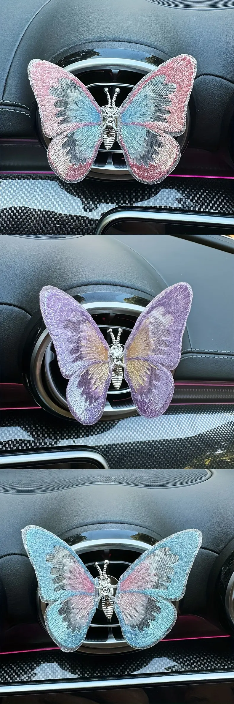 embroidered butterfly car decoration 3d butterfly ornaments moving butterfly car decoration details 4