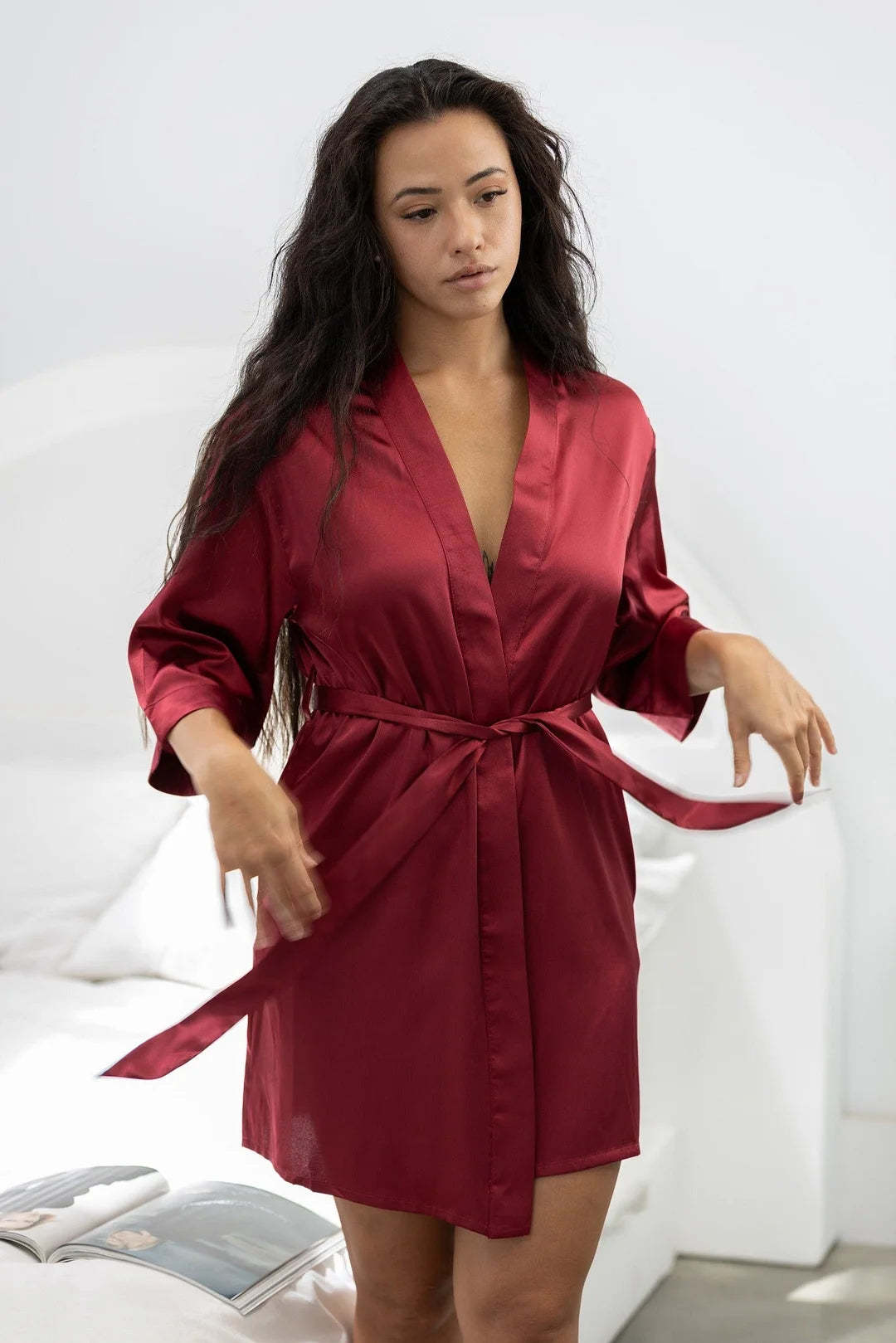 Customized Embroidered Pajamas Satin Robe-Gift For Mom And Wife