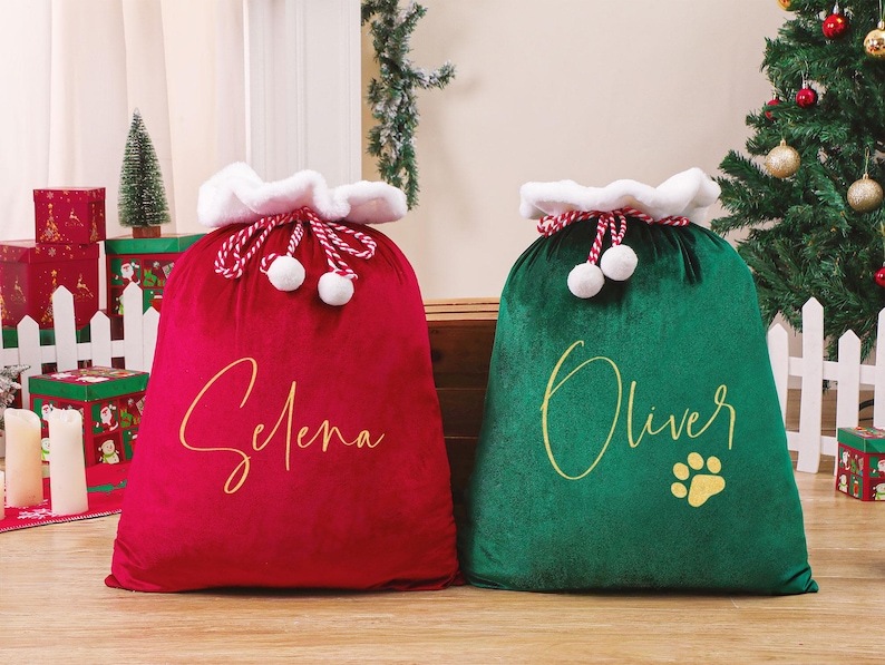 Personalized Large Santa Sack – Custom Christmas Family Bag with Name for Kids