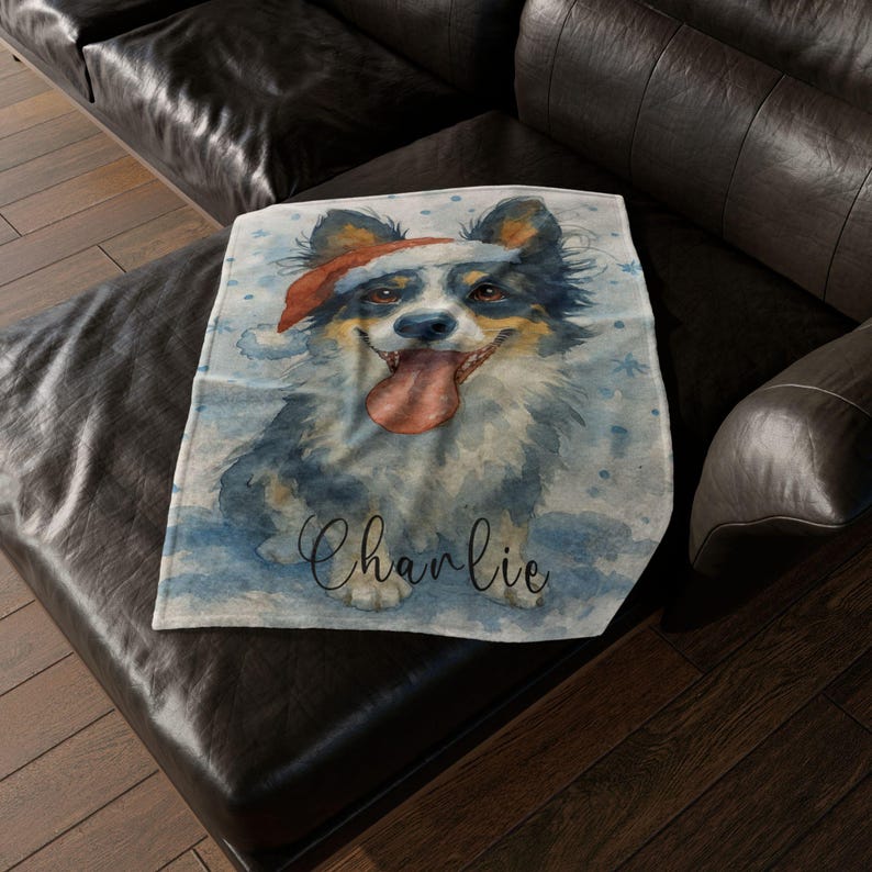 Personalized Pet Blanket with Watercolor Snowflake Design