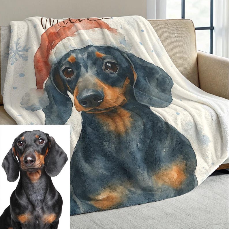 Personalized Pet Blanket with Watercolor Snowflake Design