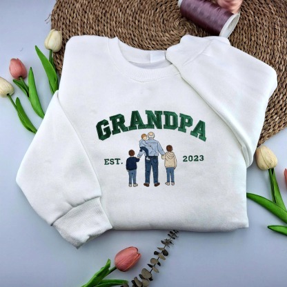 Custom Embroidered Sweatshirt with Photo – Personalized Dad Mama Shirt, Family Name Sweater,Custom Parent Photo Shirt, Est. Year Sweater