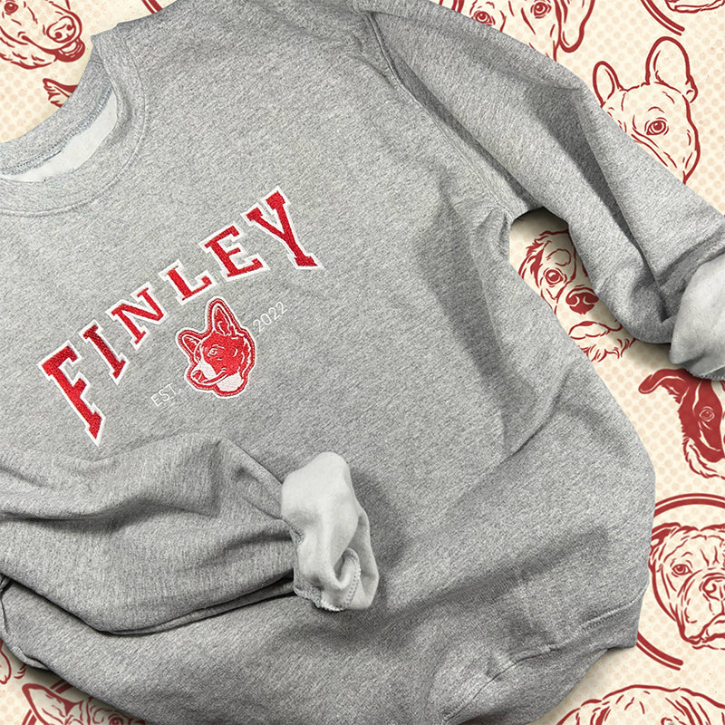 Custom Embroidered Dog Sweatshirt College Sweater