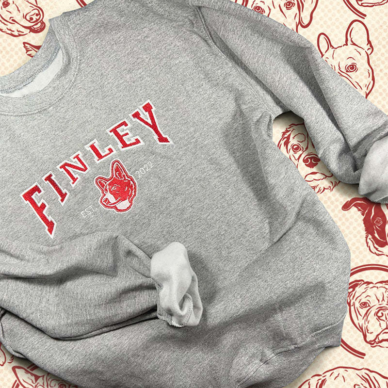 Custom Embroidered Dog Sweatshirt College Sweater