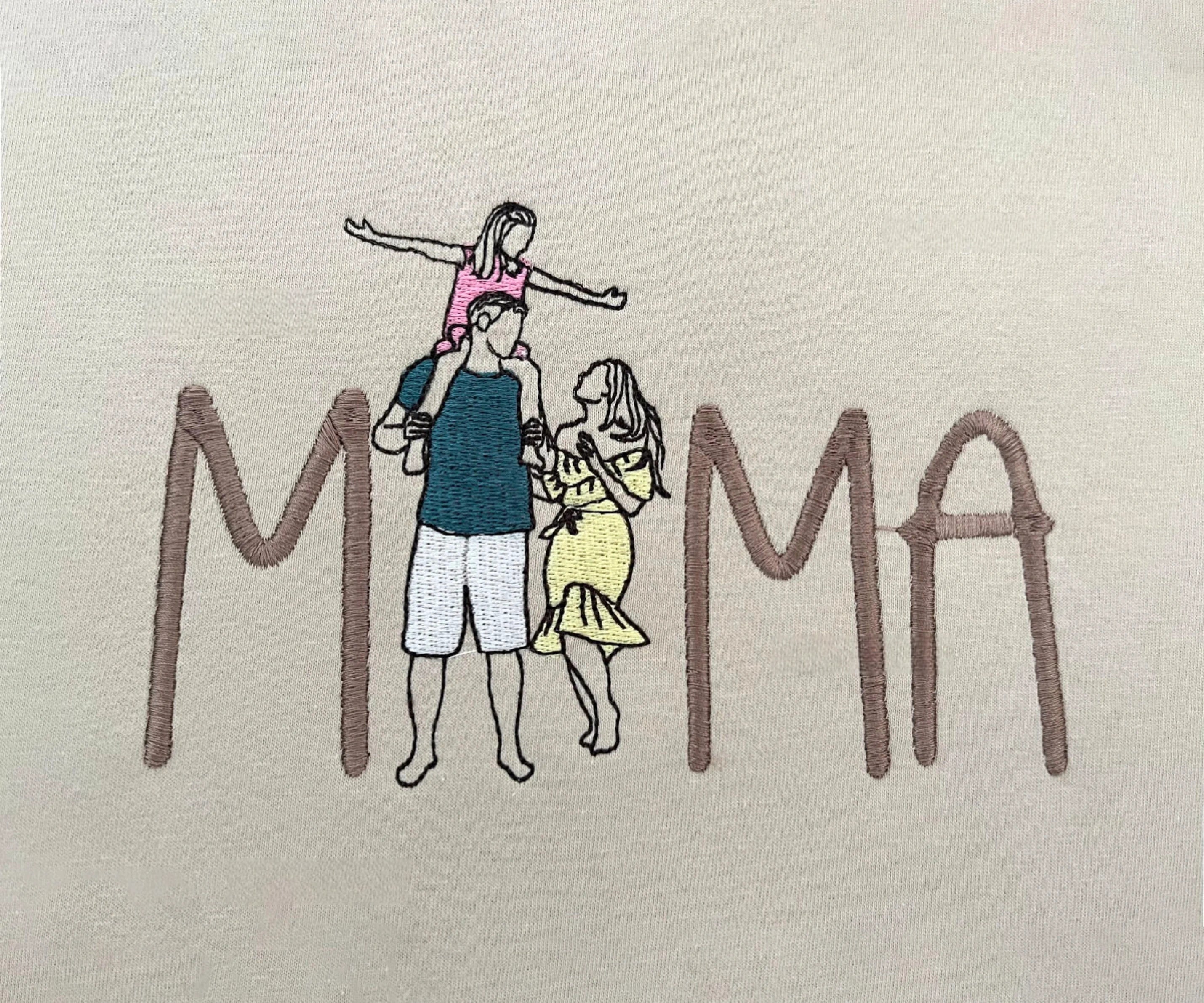Custom Photo Embroidered Sweatshirt, Mama Embroidered Sweatshirt, Personalized Embroidered, Mother Day Gift For Mom-ilovevango