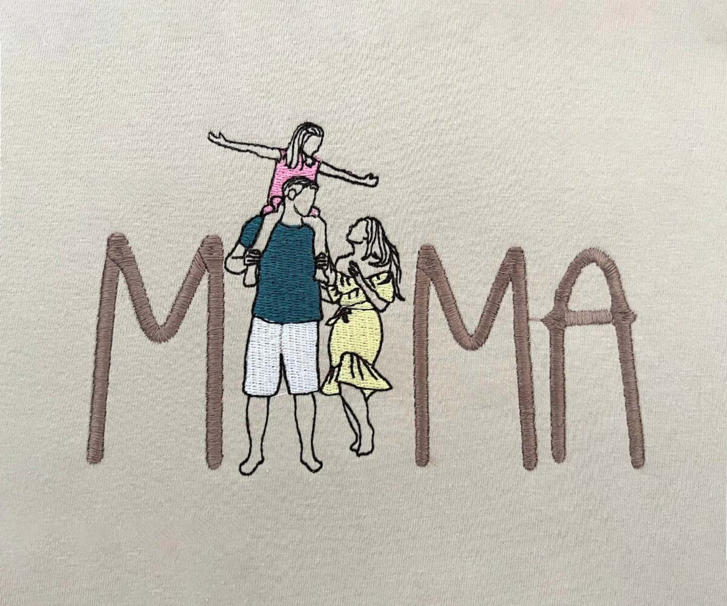 Custom Photo Embroidered Sweatshirt, Mama Embroidered Sweatshirt, Personalized Embroidered, Mother Day Gift For Mom-ilovevango