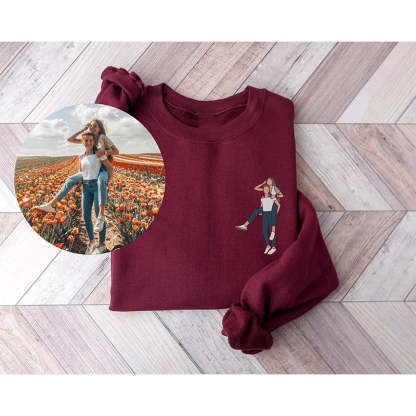 Gifts For Couple Custom Hoodie Custom portrait From Photo Sweats Line art photo Sweatshirt