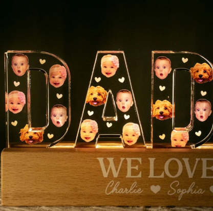 Daddy Custom Face Photo Personalized LED Night Light, Gift For Dad
