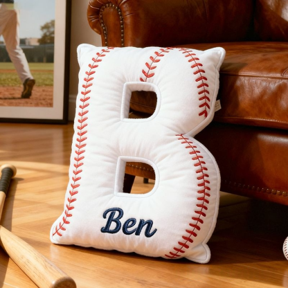 Personalized Baseball Letter Pillow with Custom Name for Sports Fans