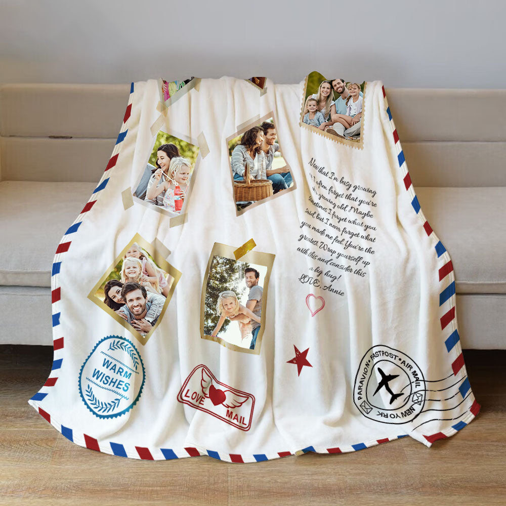 Personalized Photo Letter Blanket To Your Family Members or Friends 1 - 9 Photos Custom-ilovevango