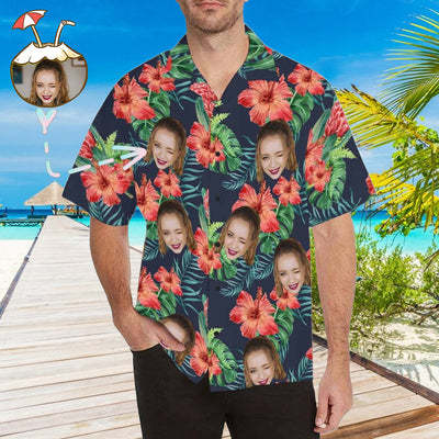 Custom Face Hawaiian Shirt Photo Hawaiian Shirt for Husband Personalized Hawaiian Shirt Photo Tropical Aloha Shirt Birthday Vacation Party Gift-ilovevango