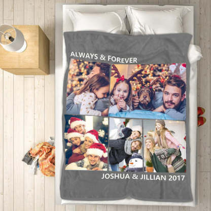 Personalized 5 Photos Blanket Couple Gifts For Him/Her-ilovevango
