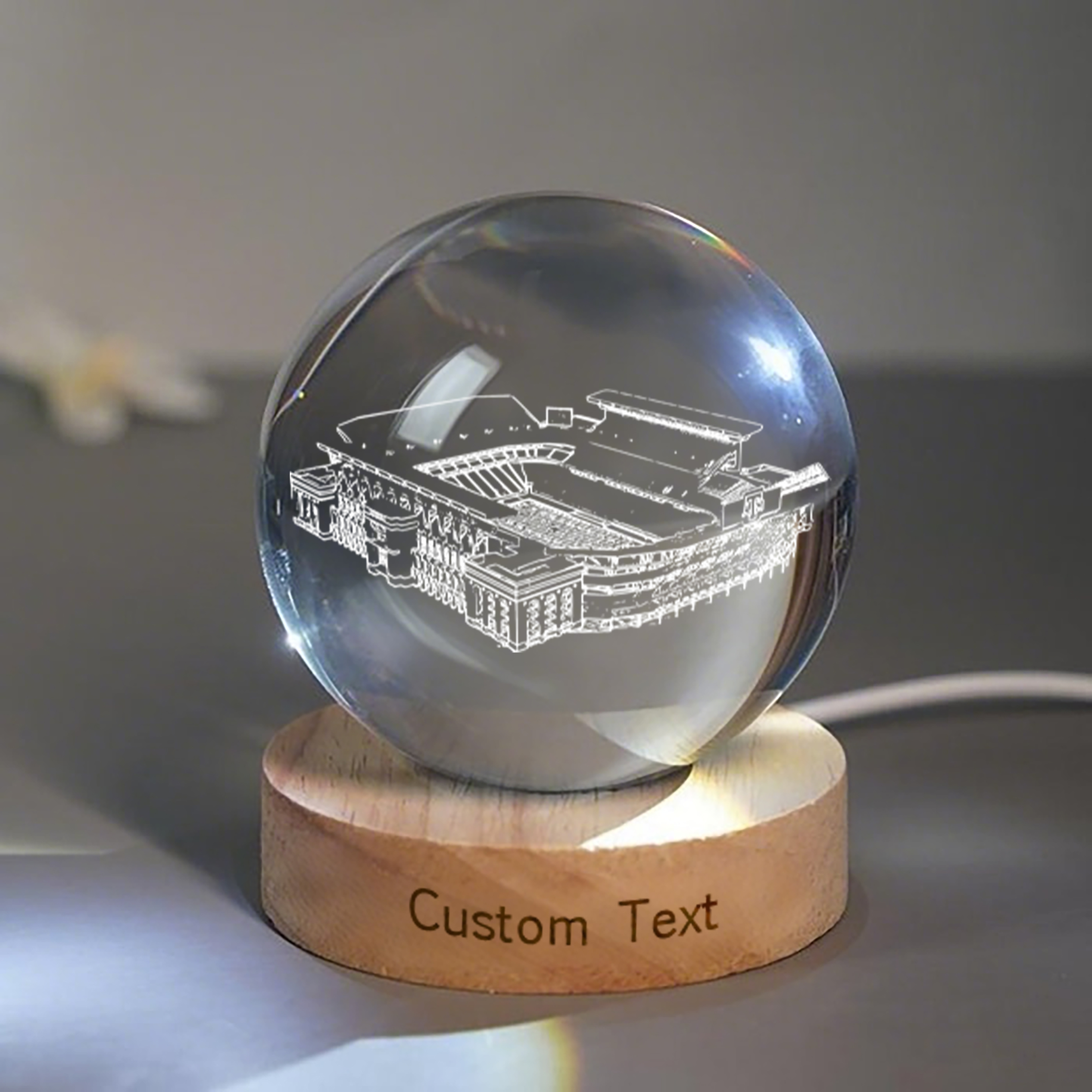 Kyle Field Stadium 3D Spherical Crystal Lamp