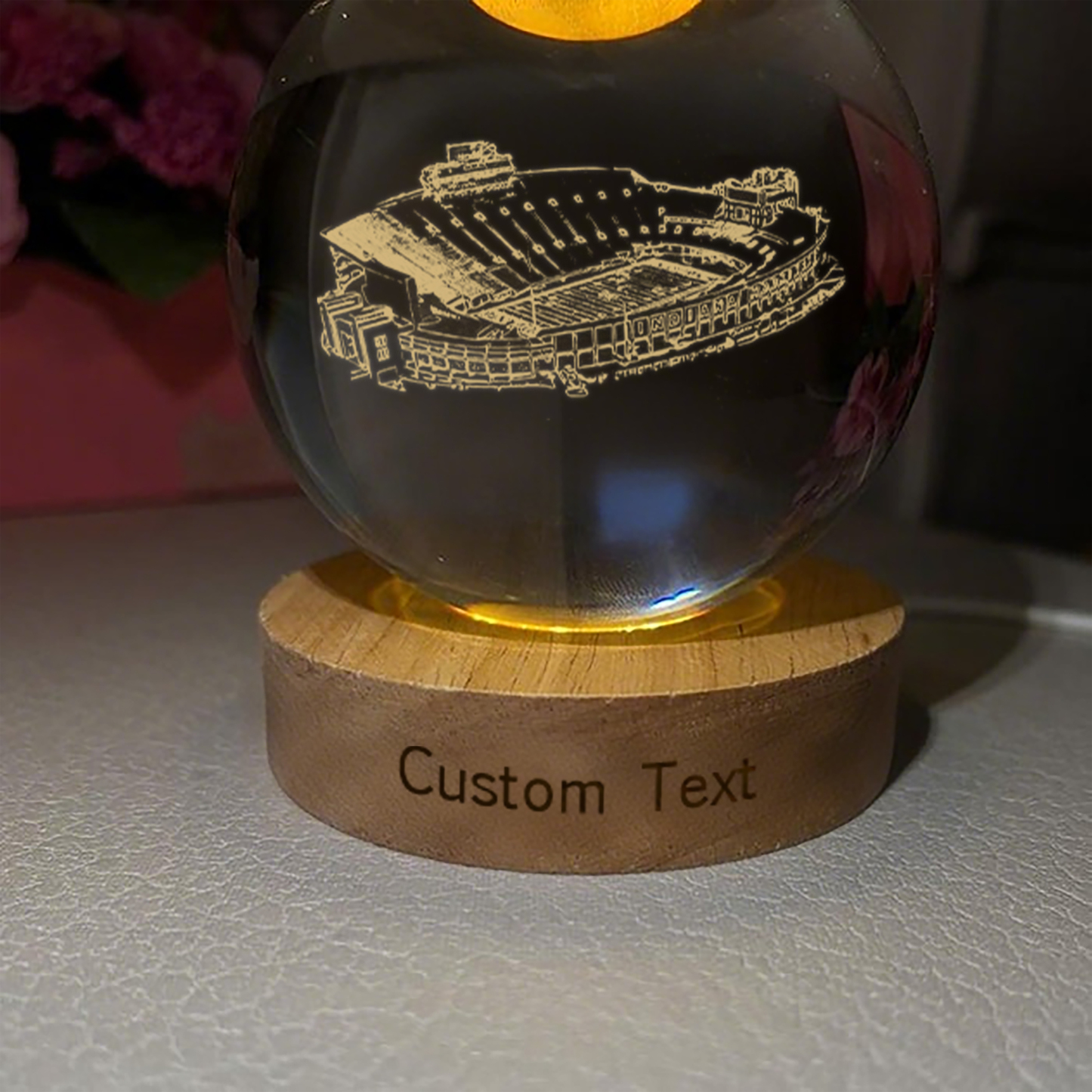 Memorial Stadium (Indiana) 3D Spherical Crystal Lamp