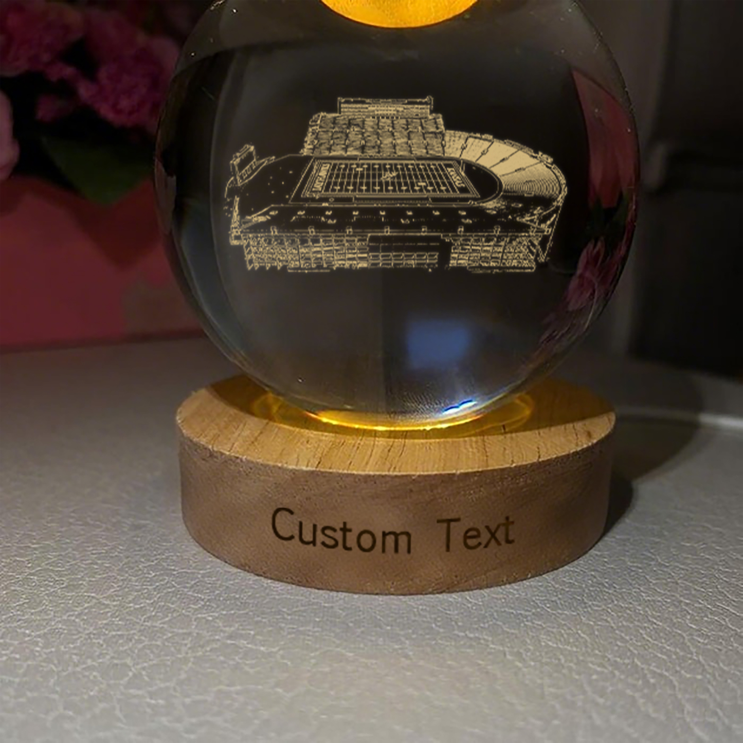 David Booth Kansas Memorial Stadium 3D Spherical Crystal Lamp