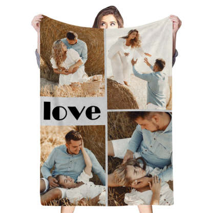 Personalized 4 Photos Blankets Custom Blankets Gift For Her-ilovevango