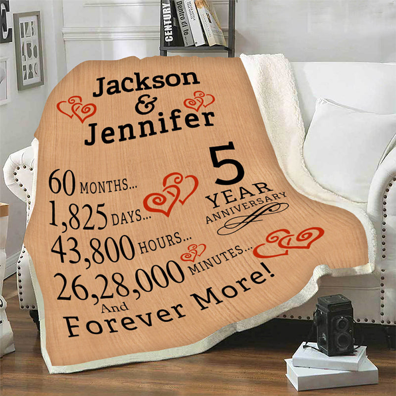 Anniversary Blanket For Couples, Fleece Blanket With Couple Names And Anniversary Year, Customized Blanket For Anniversary-ilovevango
