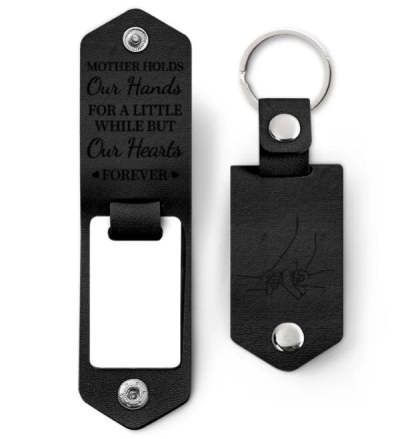 Custom Photo Mother Holds My Heart Forever - Gift For Mom, Mama - Personalized Leather Photo Keychain-ilovevango