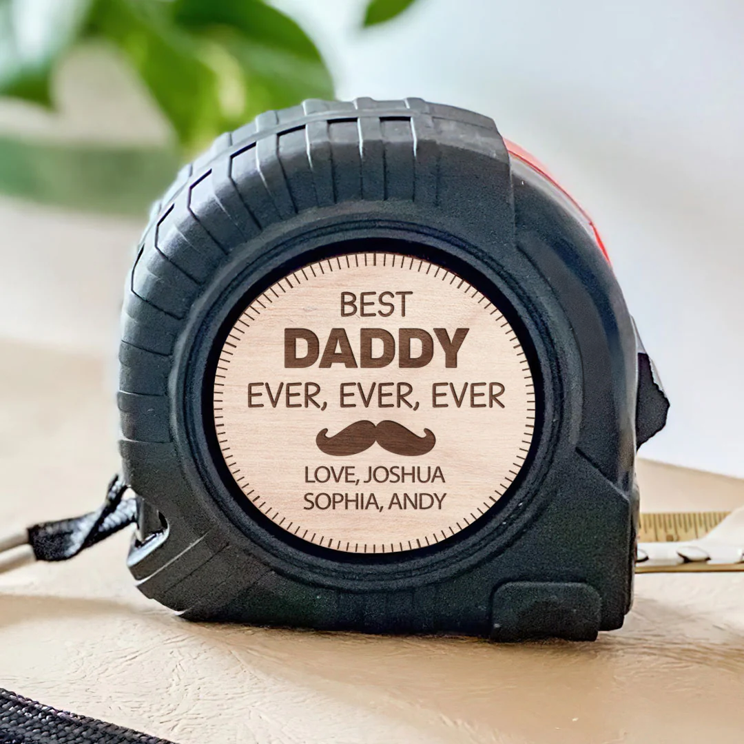 The Best Papa Ever - Family Personalized Custom Tape Measure/Hammer Set - Gifts to Father