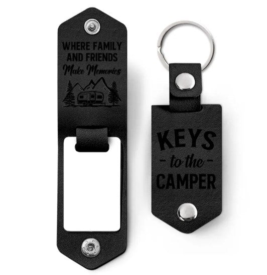 Custom Photo Keys To The Camper - Gift For Camping Lovers - Personalized Leather Photo Keychain