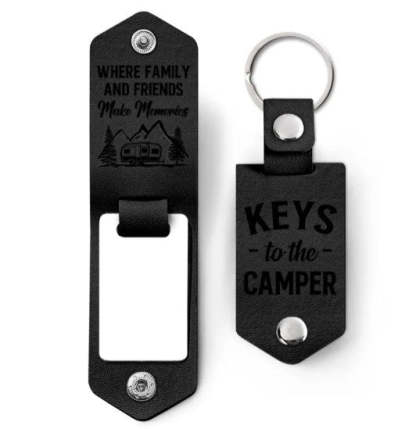 Custom Photo Keys To The Camper - Gift For Camping Lovers - Personalized Leather Photo Keychain