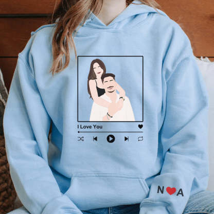 Gift For Boyfriend Personalized Couple Faceless Portrait With Song Printed Hoodie/Crewneck