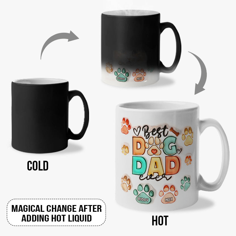 Best Dog Dad Ever -Custom Color Changing Mug, Custom 3d Inflated Effect Printed Mug - Gift For Pet Owners, Pet Lovers-ilovevango